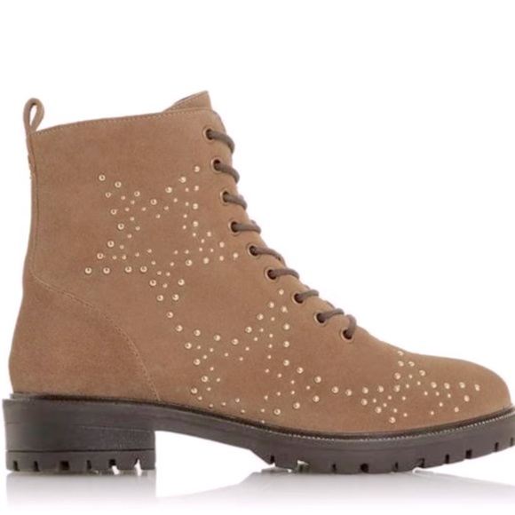 Dune London Prentice Star Studded Tan Biker Boots Size EU 39/US 8 - Picture 2 of 15